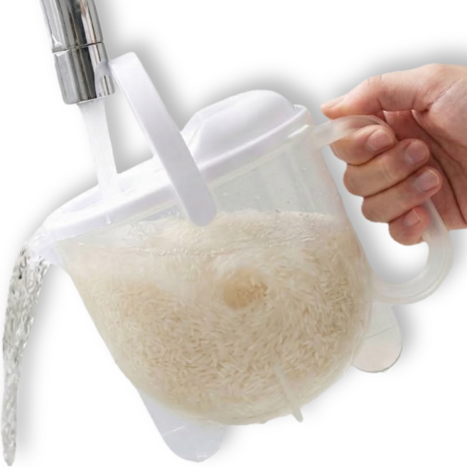 김찬이즘 자동 쌀 세척 볼, 1개, 화이트 기본