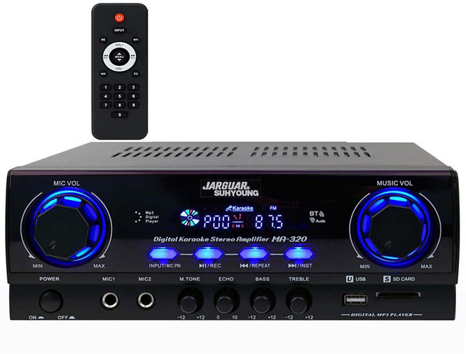 JARGUAR 매장앰프 카페 MA-320 출력300W 리모콘-블루투스 USB/MP3 SD 동급최강 AUX 마이크에코