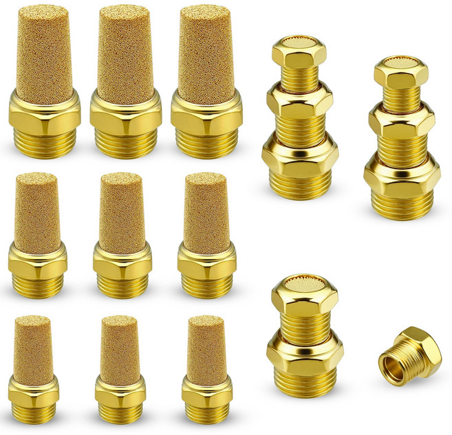 ADNEWX 소음기 원터치 공압 공기 금속 소음기 기계설비 실험실 가스관 공장용, 1세트