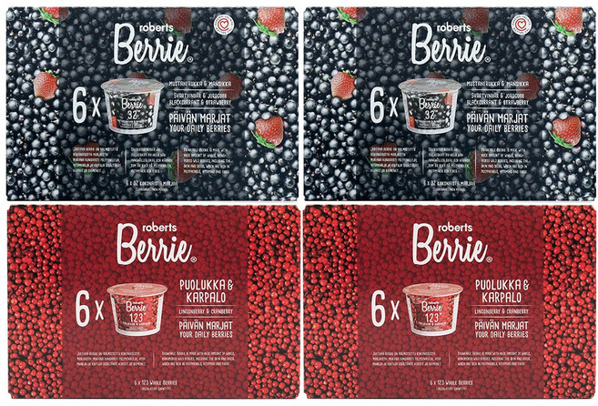 [로버츠베리에] 야생 링곤베리&크랜베리 100ml X 6개입(2세트) + 야생 블랙커런트&스트로베리 100ml X 6개입(2세트) /과실주스/원액/주스