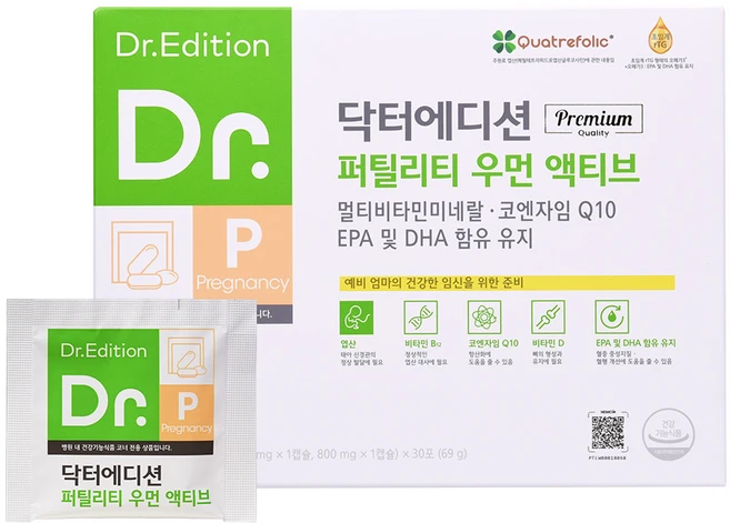 [흰여울팜] 닥터 에디션 퍼틸리티 우먼액티브 올인원 여자 임신준비 영양제 임산부 활성엽산 코큐텐, 1박스, 30회분 - 쿠팡