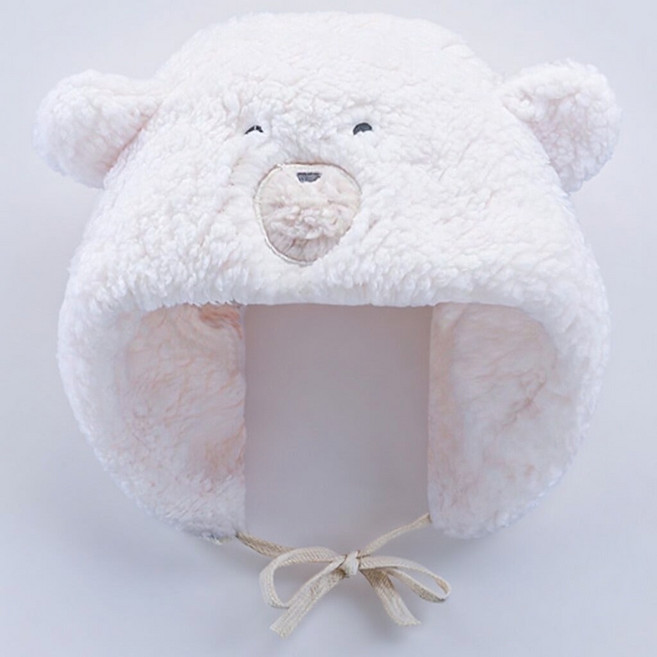 해피유 양털 곰돌이 끈모자 3color