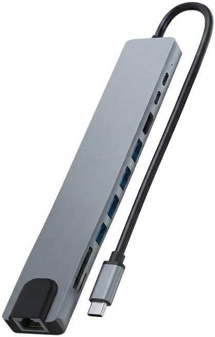 아모란나 C타입 10in1 멀티허브 10포트 USB3.0 5G 이더넷 DEX 미러링, 1개, 그레이