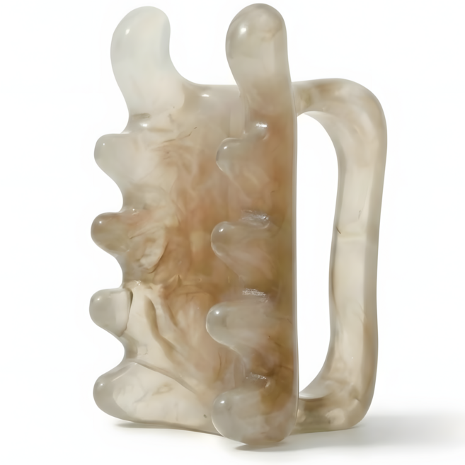 HwaDon 밀랍수지 괄사 마사지기 목 어깨 승모근 지압도구, 그레이, 1개