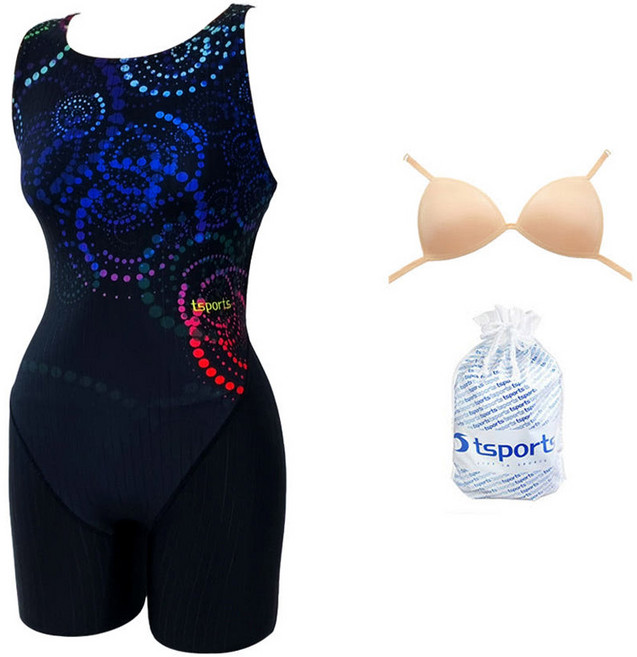TS스포츠 여성 5부 실내 반신 수영복 24079(브라컵 방수가방 포함)