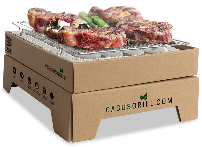 캠핑몽 투타임그릴 바베큐 캠핑 야외 숯불 일회용 화로 휴대용 석쇠 불판 화로대 간편점화 BBQ, 1개