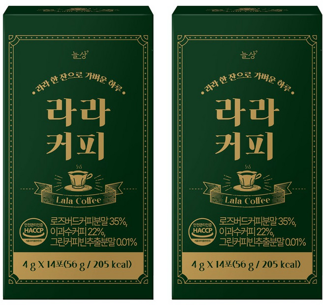 늘상 라라커피 헤이즐럿 쾌변 그린커피빈, 4g, 14개입, 2박스
