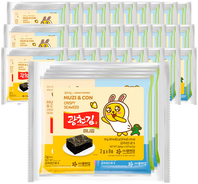 [광천김] 카카오프렌즈 미니김 2g 8봉 30개 1박스, 240개