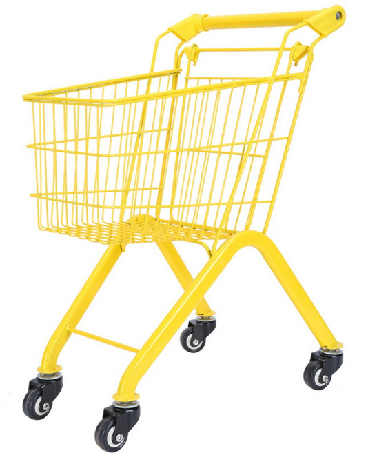 FOOI 예쁜 어린이 쇼핑카트 아동 장난감 철제카트 주방놀이 아동장보기 놀이, 옐로우, 1개