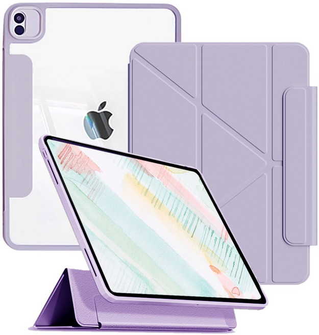 하이브리드 커버 탈착식 아이패드 케이스, 페일퍼플, 1개