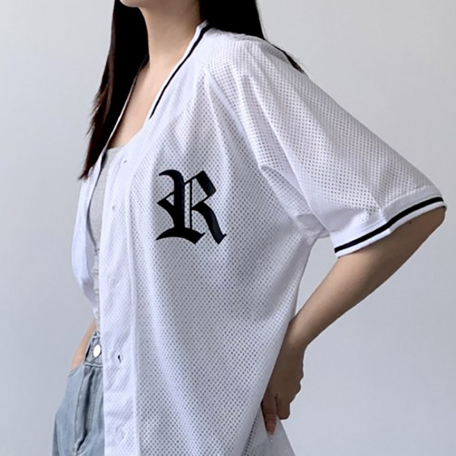모모핏 베이스볼 Team R 야구져지 야구셔츠 오버핏 반팔티 Y2K 유니폼 흡뻑쇼 워터밤