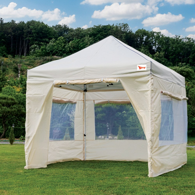 프리폼 접이식 캐노피 천막 창문모기장 풀세트 가림막 그늘막 창고, 베이지+브라운창문모기장풀세트(로프포함)