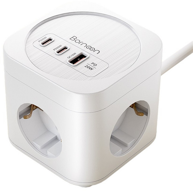 Bornoon 고성능 USB C타입 고속충전 큐브 멀티탭 1.8m, 1개, 화이트, 180cm