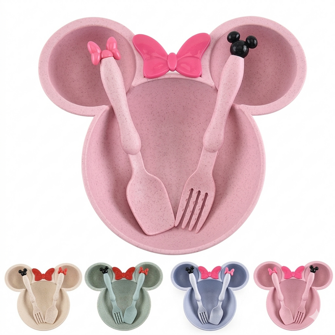 에르호스 귀요미 유아 식기 답례품 구디백 혼합 4세트, 핑크,블루,베이지,민트, 4개