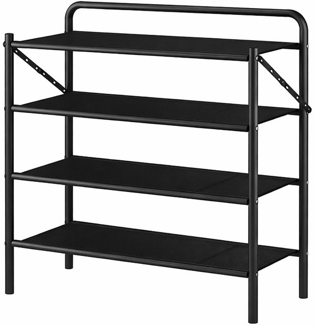 FOOI 신기술 조립불필요 원터치 철제 접이식 신발장 정리대 국내배송, 블랙