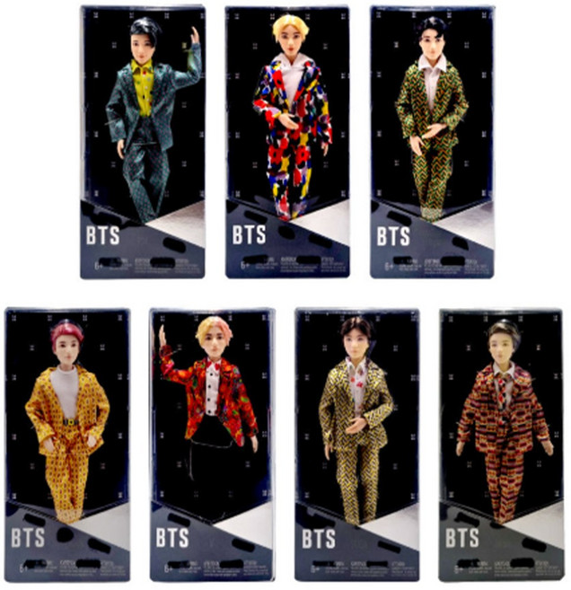 BTS 공식 패션돌 7 PACK 마텔 방탄소년단 굿즈 아이돌 바비인형 관절인형 선물포장상품, 300mm, 혼합색상