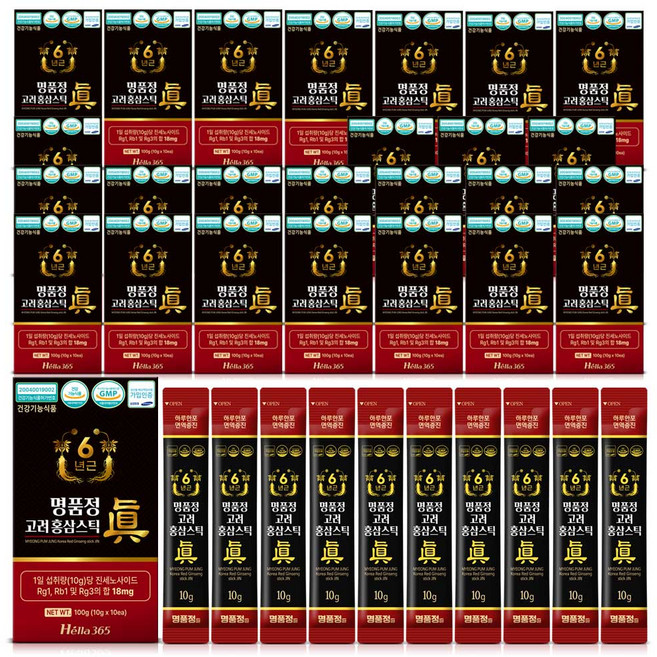 명품정 6년근 고려 홍삼 스틱 진 실속형 1포당 진세노사이드 18mg, 100g, 26세트