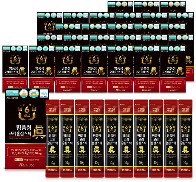 명품정 6년근 고려 홍삼 스틱 진 실속형 1포당 진세노사이드 18mg, 100g, 28세트