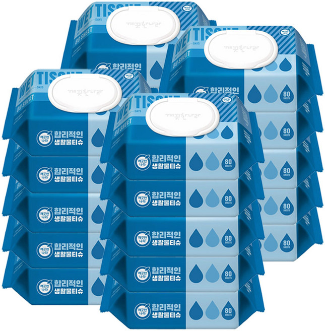 깨끗한나라 합리적인 생활물티슈 80매 1박스 20개입 캡형, 20개