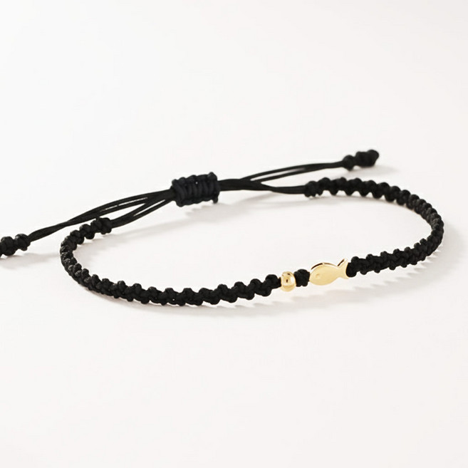 하이델로 14K 클로버 물고기 행운 매듭 팔찌