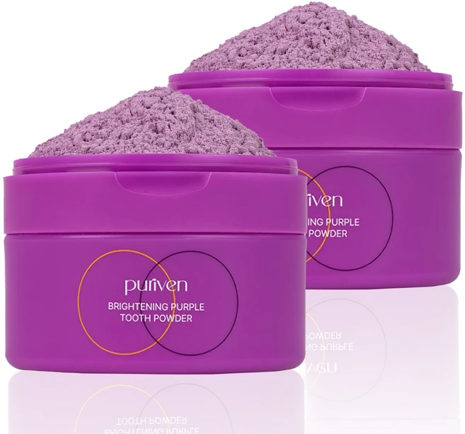 [본사 정품] 퓨리븐 퍼플 가루 치약 보색브라이트닝 가루 치약, 40g, 2개 - 쿠팡