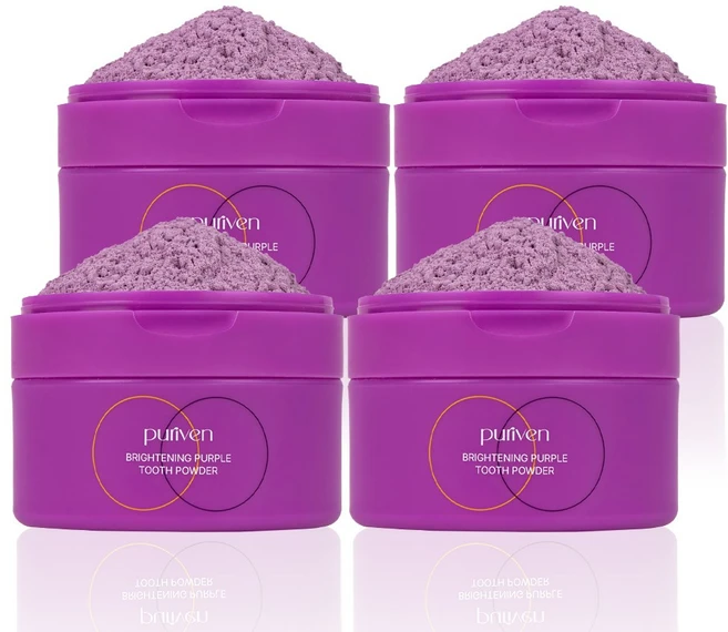 [본사 정품] 퓨리븐 퍼플 가루 치약 보색브라이트닝 가루 치약, 40g, 4개 - 쿠팡