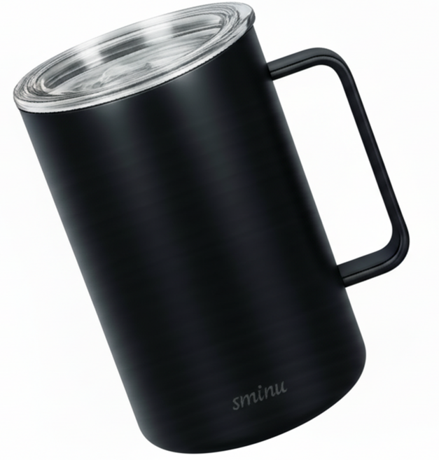 스미누 비비드 데스크 스테인레스 텀블러 머그컵, 1개, 650ml, 매트블랙