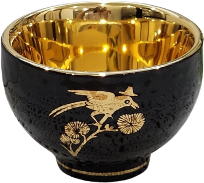 골드드림 24K 호작도 금잔 금술잔 소주잔 외국인선물 선물용 술잔 1p 2p 4p, 1개, 호작도 금잔 까치 (블랙)