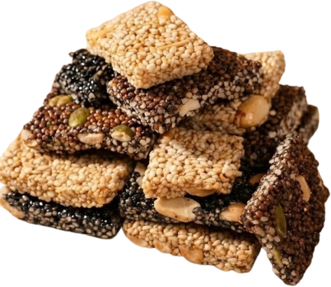 3가지 색상의 조화 들깨 참깨 흑임자 강정, 600g, 2개