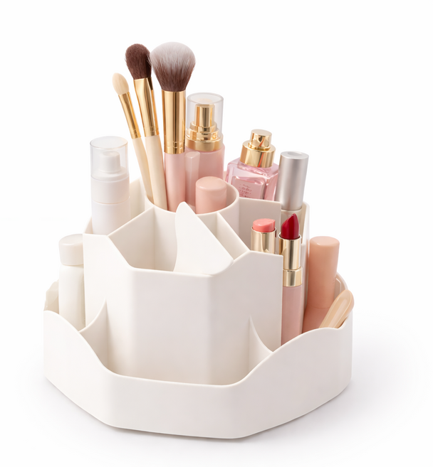 360도 회전 브러쉬 립스틱 소형 화장품 정리함 수납함, 1개, 아이보리