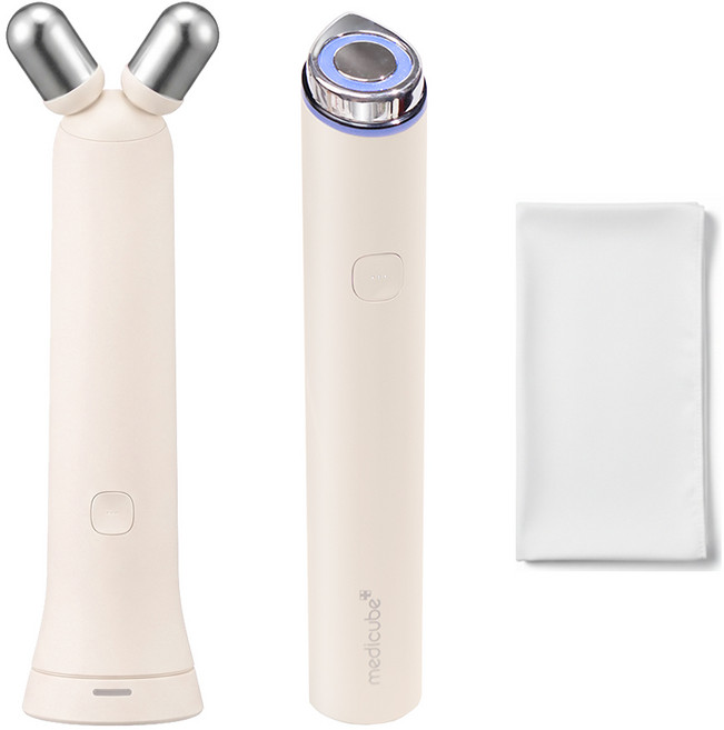 [국내정품/AS가능] 메디큐브 에이지알 AGE-R 부스터 프로 미니 플러스 + ESM 브이 롤러 2in 1 (베이지) + 클리너 융 세트