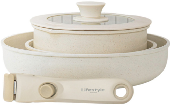 라이프스타일 매직핸들 쿡웨어 5종세트 탈부착핸들 냄비 후라이팬 웍팬 세트, 1개