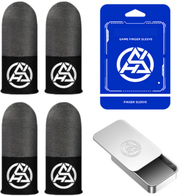 [정교한 컨트롤] 핸드폰 터치 게임용 게이밍 골무 고급형, 1세트, 블랙