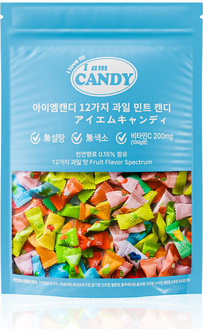 아이엠캔디 무설탕 사탕 12가지 과일 민트 캔디 비타민C 200mg 함유, 1개, 100g