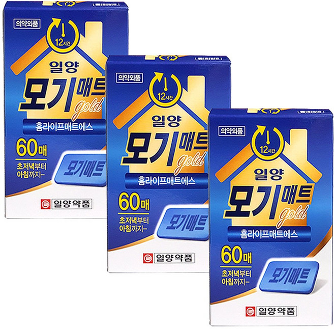 일양약품 일양 모기매트골드 - 3박스(180매)/모기매트 리필, 3개