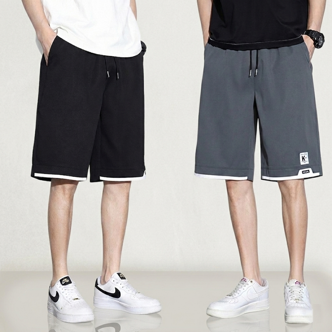 1+1 남자 여름 시원한 반바지 운동 5부반바지 밴딩 반바지 캐주얼 트레이닝 반바지 남성 빅사이즈 편한반바지 2P