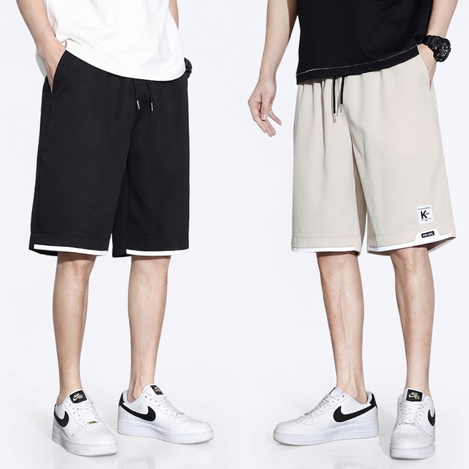 1+1 남자 여름 시원한 반바지 운동 5부반바지 밴딩 반바지 캐주얼 트레이닝 반바지 남성 빅사이즈 편한반바지 2P