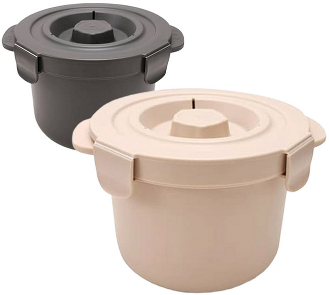 칼로라이트 당내리 저당밥솥 트레이 전자레인지 미니 자취생 밥통, 1세트 (크림색)