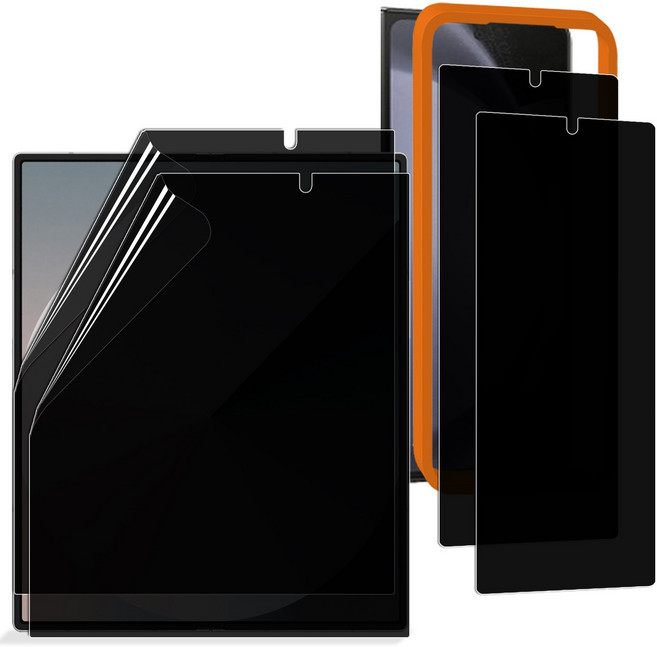 키큰기린 갤럭시 폴드 플립 사생활보호 프라이버시 액정보호 강화유리 필름, 2세트