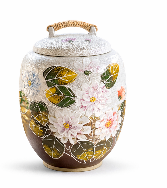 여주흙도예_분청 투톤 쌀독 항아리 10Kg 목단 일자형, 혼합색상