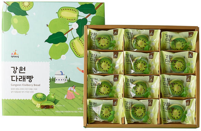 강원 다래빵 (개별포장) 디저트빵 선물세트 간식 택배 개별포장 답례품, 336g, 1세트