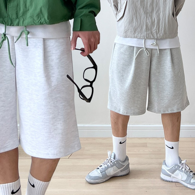 [당일출고] 1+1 버뮤다팬츠 핀턱반바지 회색트레이닝바지 남자빅사이즈반바지