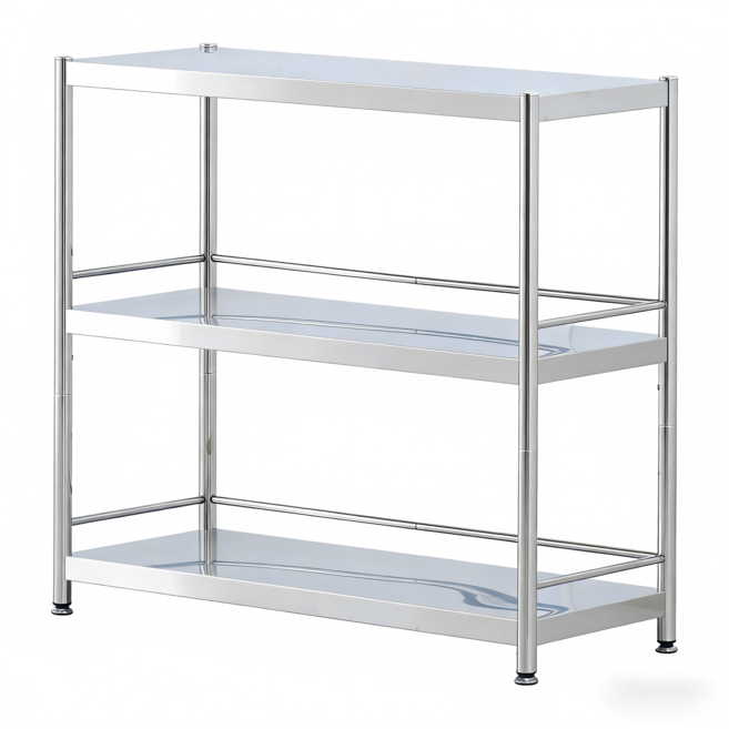 스테인리스 스틸 선반 다용도 수납선반 전자레인지선반 주방 베란다 창고 상업용 히든스크류 설계, 실버, 3단