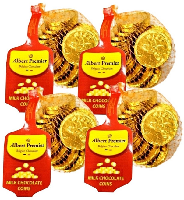 알버트 미니 코인 금화 밀크 동전 초콜릿 어린이집 간식 선물, 55g, 4개