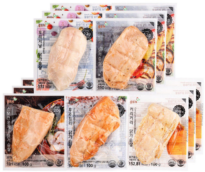 풀토래 훈제 닭가슴살 맛보기 세트 10팩 100%국내산 식사대용, 50개