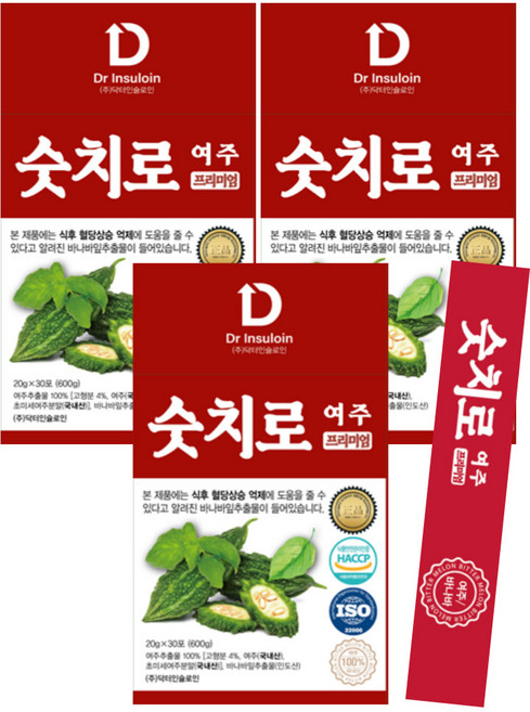 숫치로여주프리미엄 바나바잎추출물 기능성표시식품 무농약여주즙 -국내최대고함량~간편스틱형 (총90포), 3박스, 600ml