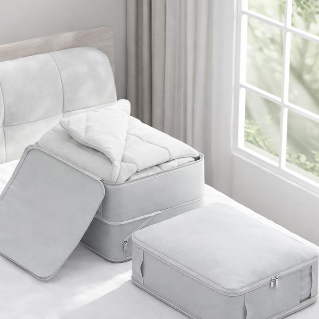 뷰리어스 특대형 이불 압축팩 정리 세트 그레이, 1세트, 2개입