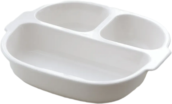 [국산] 도자기 식판 3구 어린이 유아 깊은 다이어트 4cm, 1개, 화이트