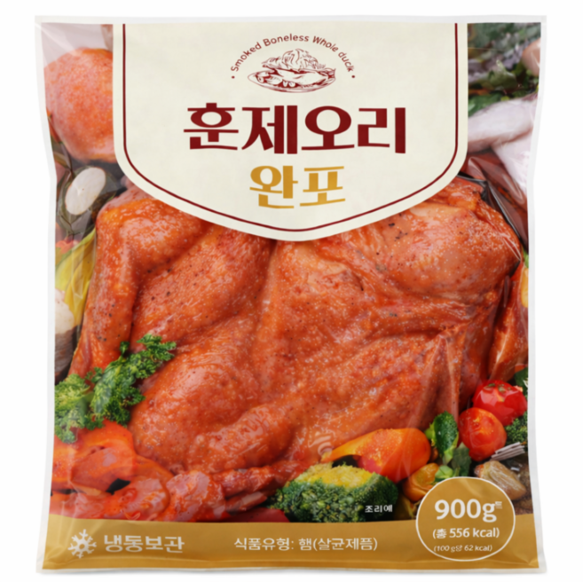 훈제 '통'오리 완포 900gr (뼈없는 통오리), 3개, 900g