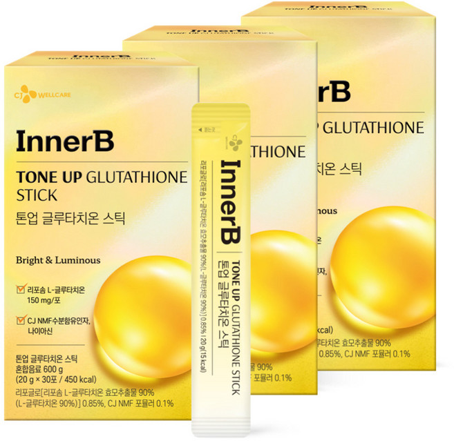 CJ 이너비 톤업 글루타치온 스틱, 3개, 20g